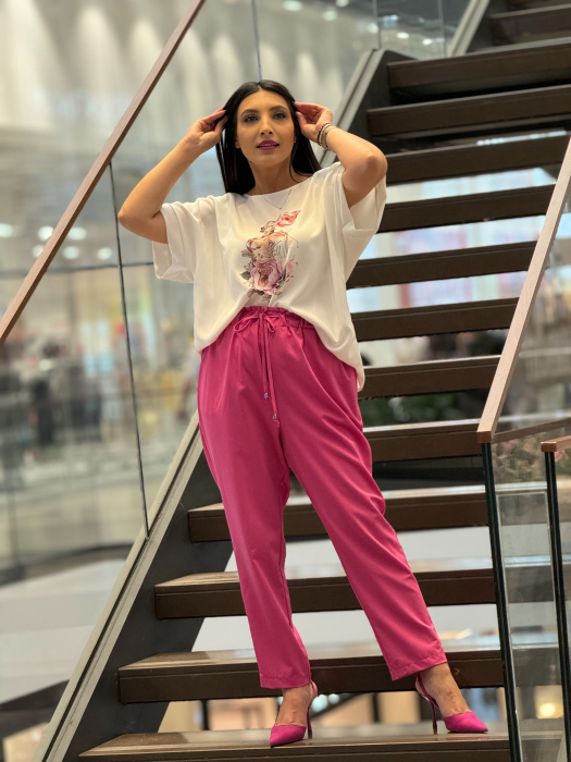 Pantaloni fucsia cu talie elastica [2]