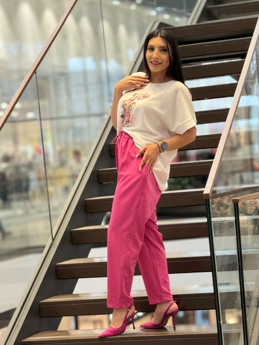 Pantaloni fucsia cu talie elastica [3]