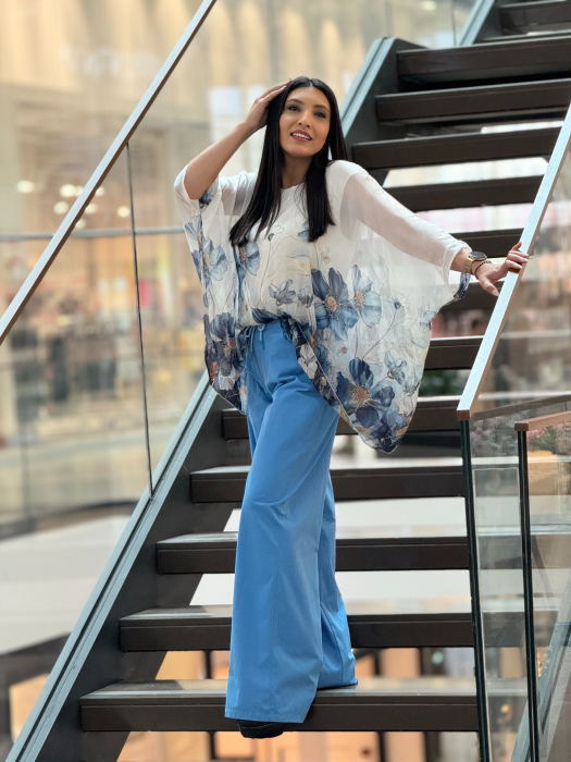 Pantaloni largi denim cu snur decorativ [2]