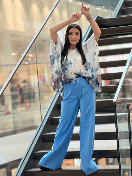 Pantaloni largi denim cu snur decorativ [3]