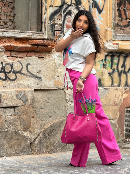 Pantaloni roz din bumbac [5]