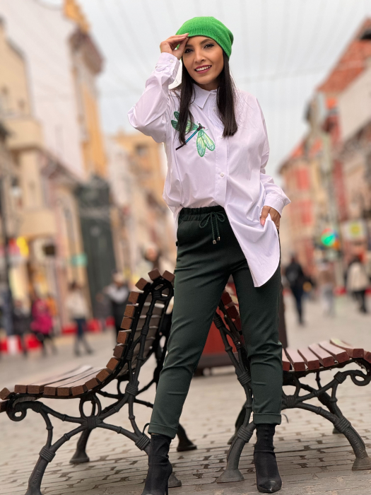 Pantaloni verzi cu dunga pe lateral [3]