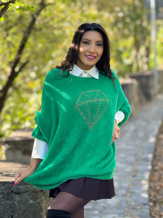 Pulover cu aplicatie diamant din strasuri [5]