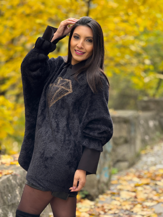 Pulover cu aplicatie diamant din strasuri [4]