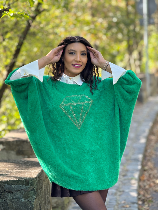 Pulover cu aplicatie diamant din strasuri [4]