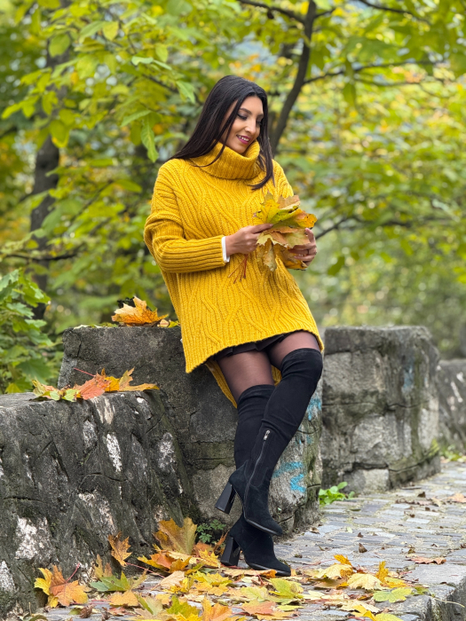 Pulover cu gat inalt si model impletit [3]