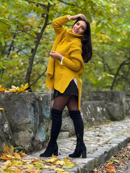 Pulover cu gat inalt si model impletit [5]
