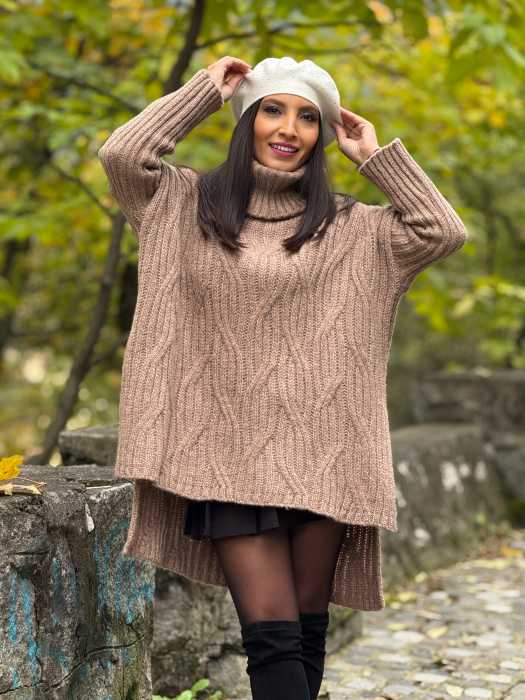 Pulover cu gat inalt si model impletit [5]