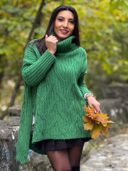 Pulover cu gat inalt si model impletit [2]