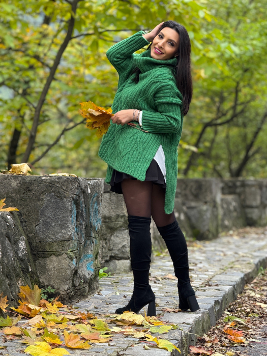 Pulover cu gat inalt si model impletit [3]