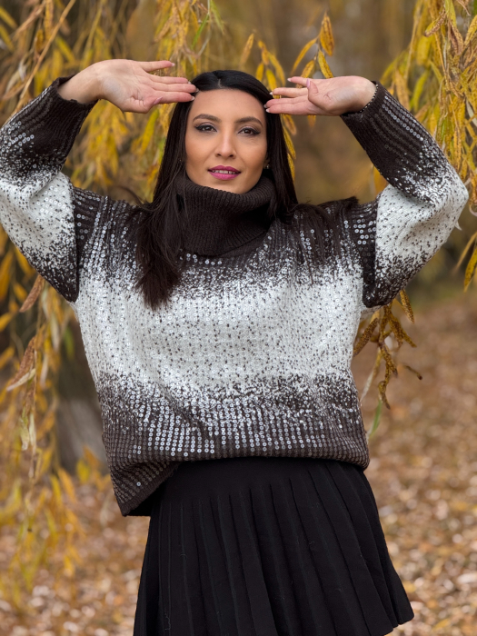 Pulover cu gat inalt si paiete mari [3]