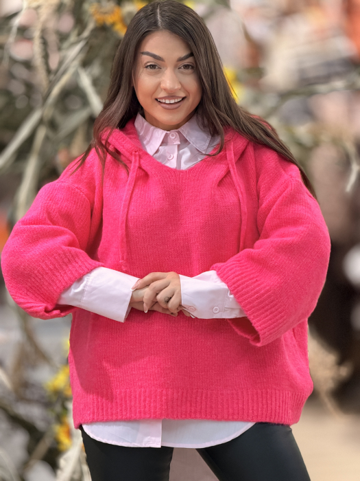 Pulover din tricot cu gluga [4]