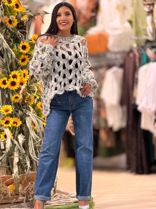 Pulover oversize cu impletituri [5]