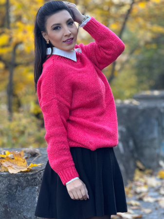 Pulover tricotat cu guler barcuta [5]