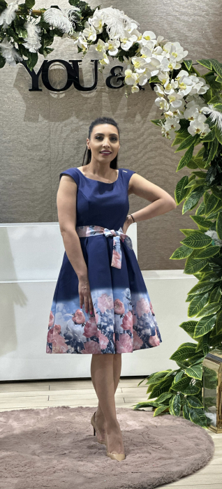 Rochie albastra cu imprimeu floral [2]