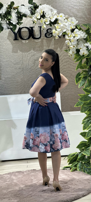 Rochie albastra cu imprimeu floral [3]