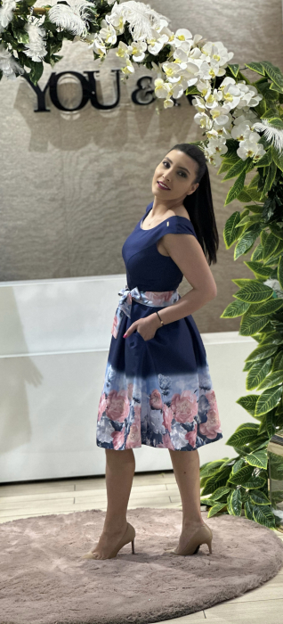 Rochie albastra cu imprimeu floral [4]