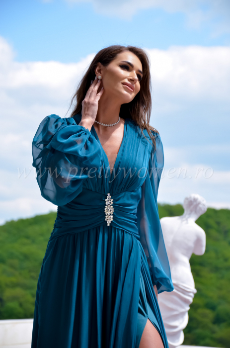 Rochie aqua cu pietricele [2]