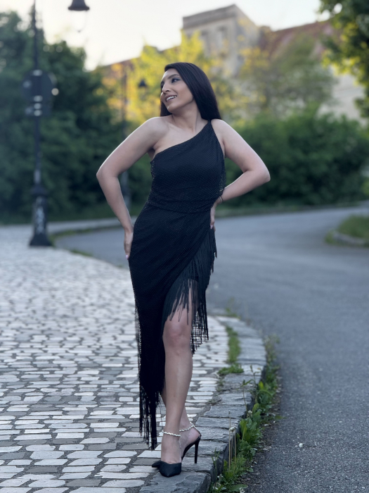 Rochie asimetrica cu franjuri [3]