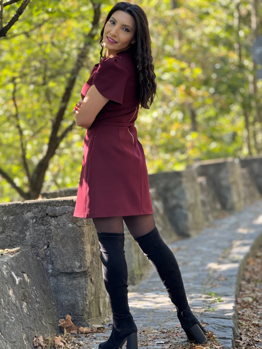 Rochie bordo cu curea [3]