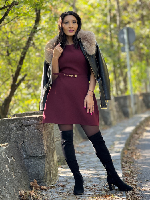 Rochie bordo cu curea [1]