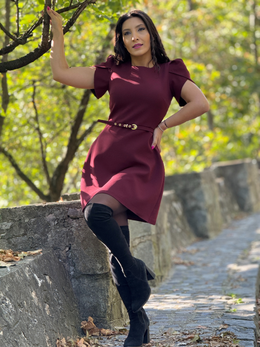 Rochie bordo cu curea [6]