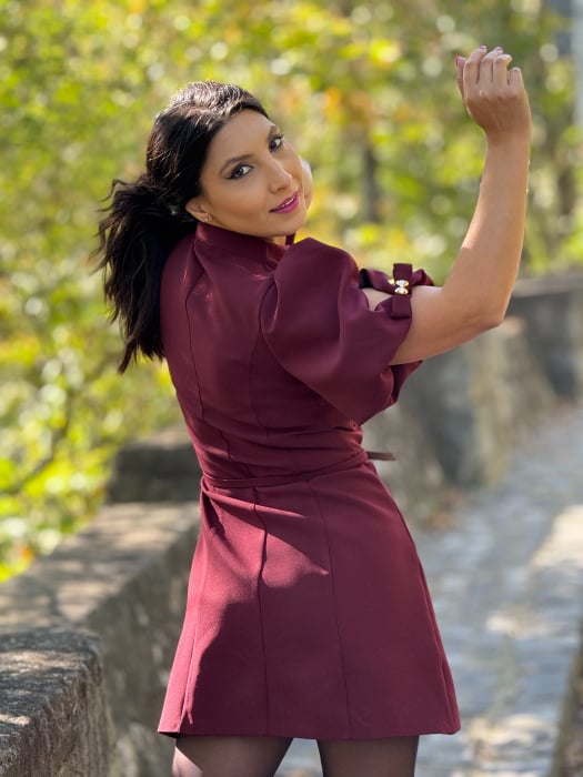 Rochie bordo cu fundite la mana [7]