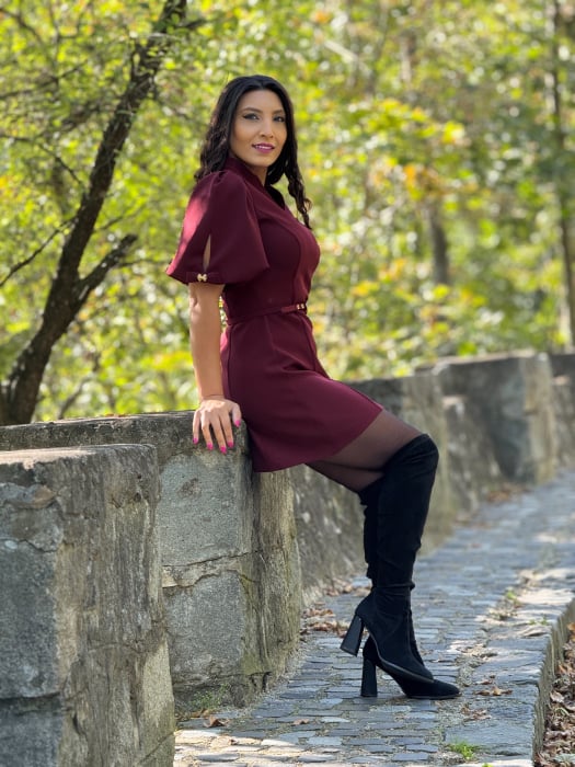 Rochie bordo cu fundite la mana [4]