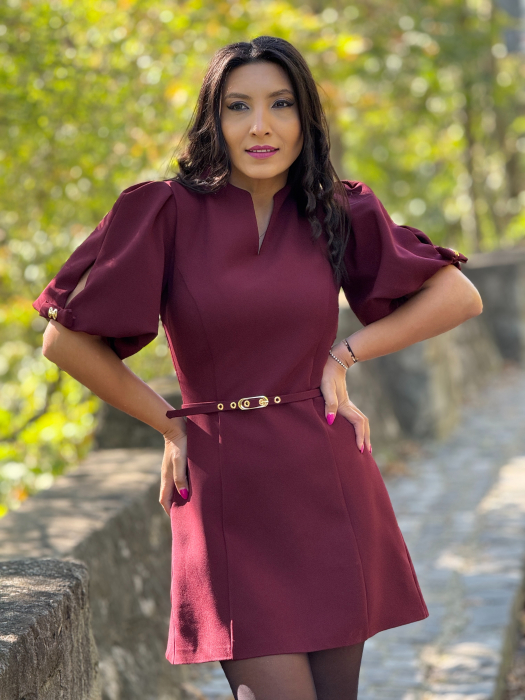 Rochie bordo cu fundite la mana [6]