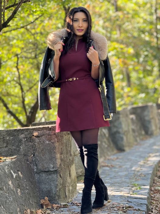 Rochie bordo cu fundite la mana [3]
