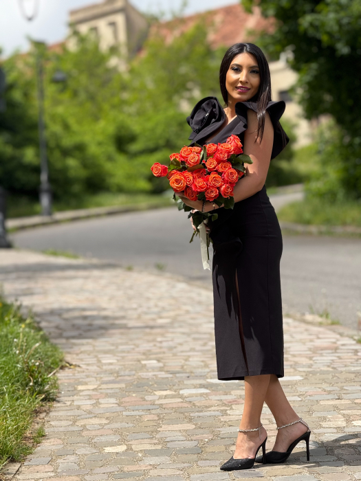 Rochie cambrata cu anchior si floare aplicata [5]