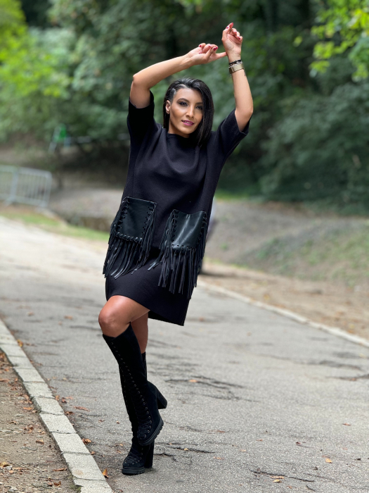 Rochie cu buzunare cu franjuri [3]