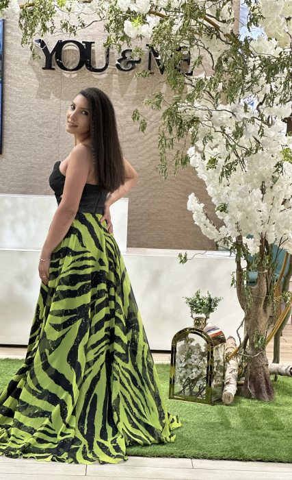 Rochie cu corset si print verde [3]