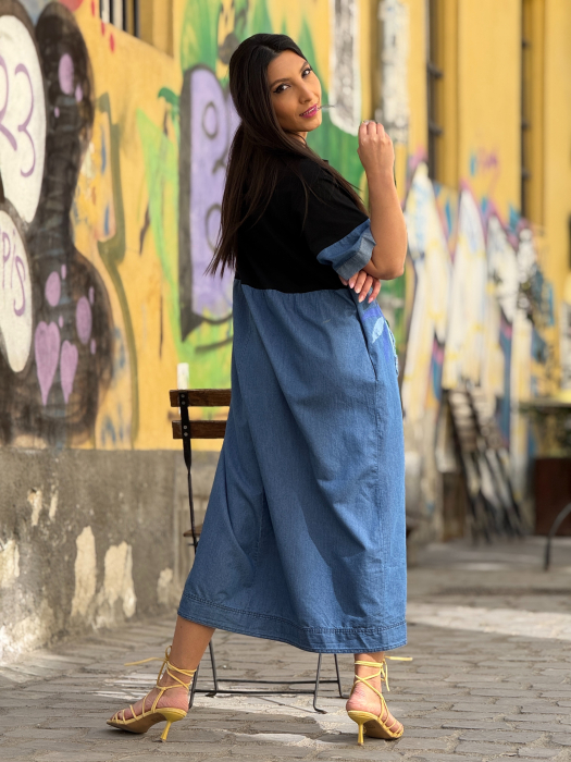 Rochie cu floare albastra cu galben [5]