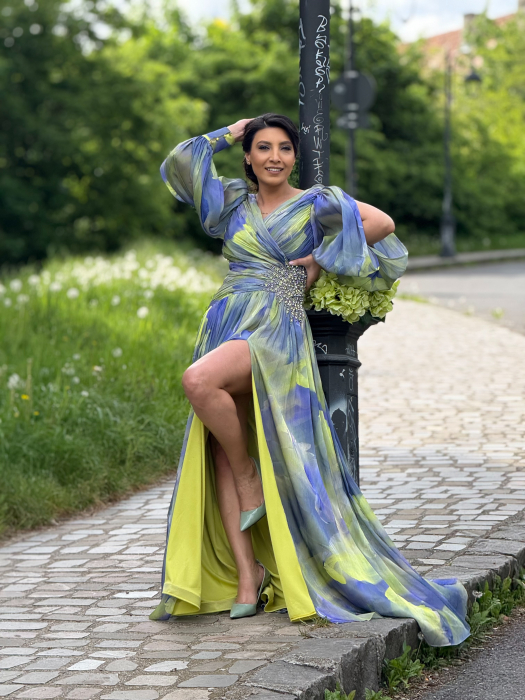 Rochie in degradee cu pietricele aplicate [7]