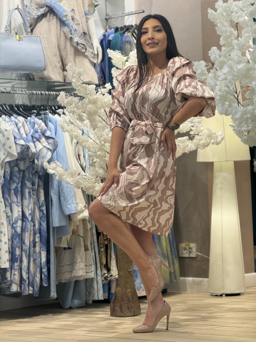 Rochie cu maneci bufante cu imprimeu abstract [2]