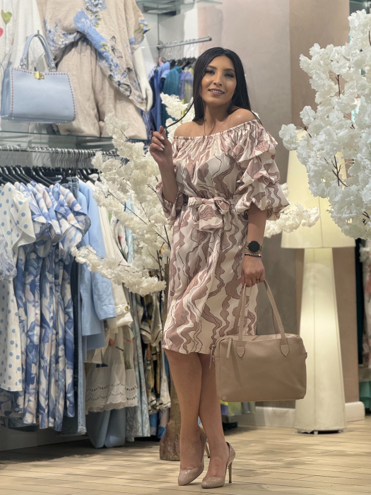 Rochie cu maneci bufante cu imprimeu abstract [3]