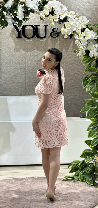 Rochie din dantela cu maneca scurta bufanta [3]
