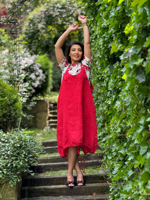 Rochie din in cu nasturi decorativi [5]