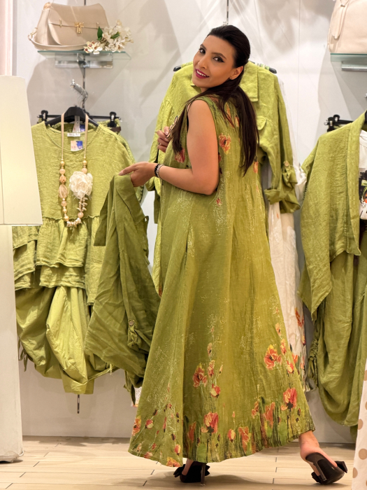 Rochie din in cu print flori de camp [3]