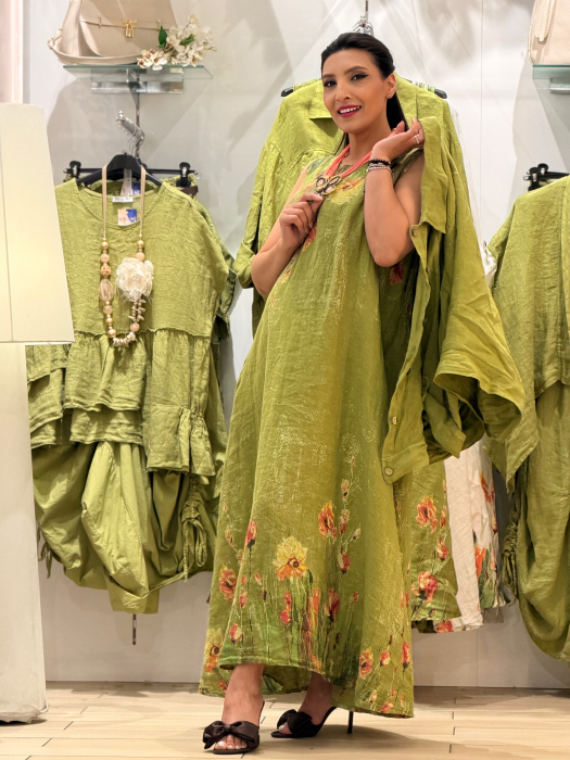 Rochie din in cu print flori de camp [2]