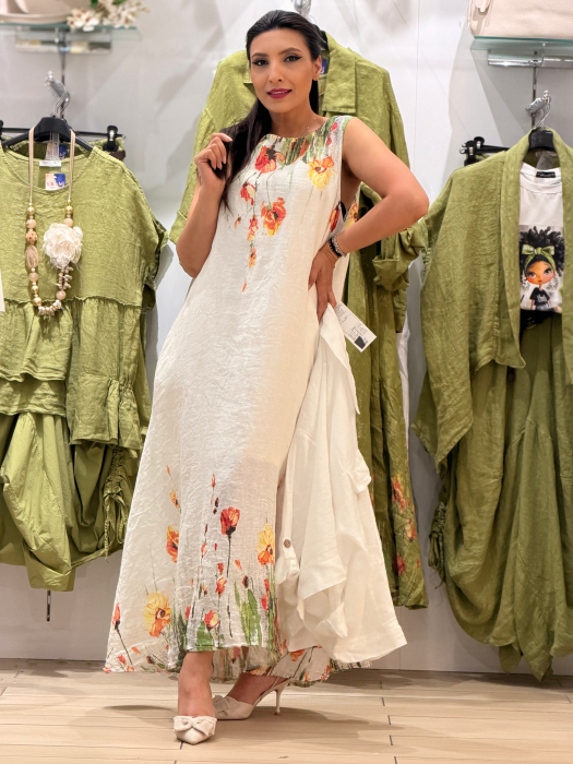 Rochie din in cu print flori de camp [2]