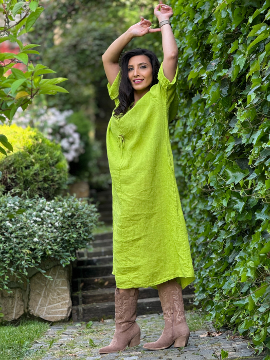 Rochie din in cu snur decorativ [3]