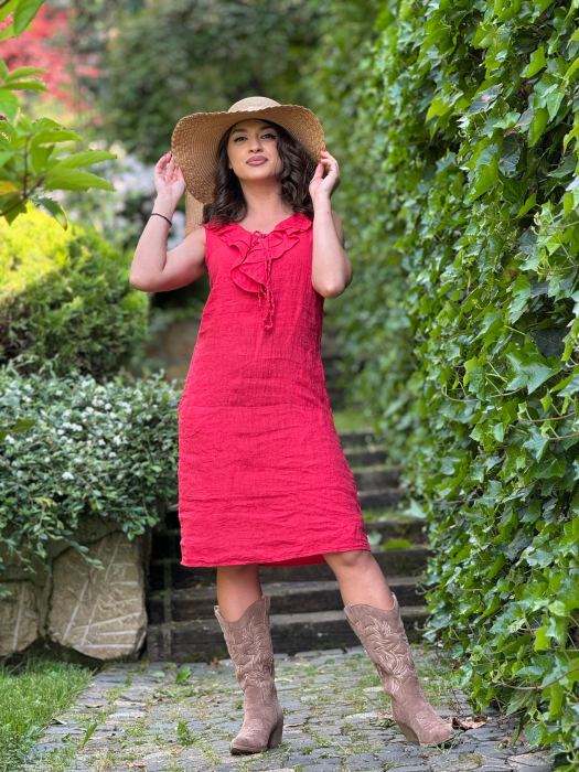 Rochie din in cu volane [2]