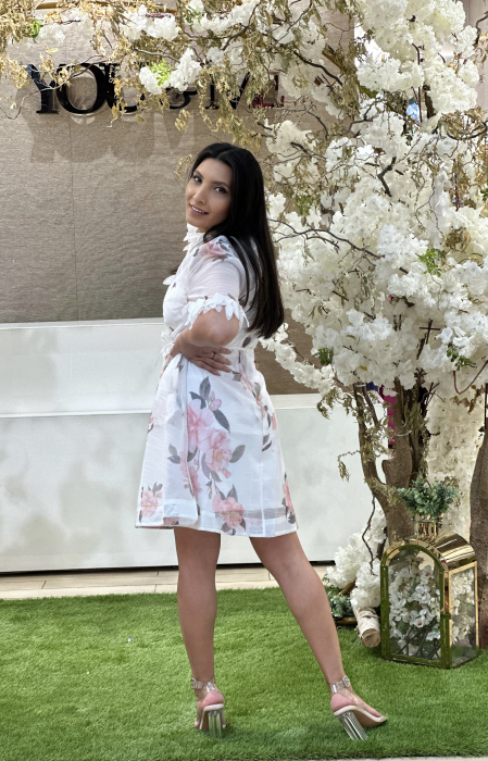 Rochie din organza scurta cu floricele aplicate [4]