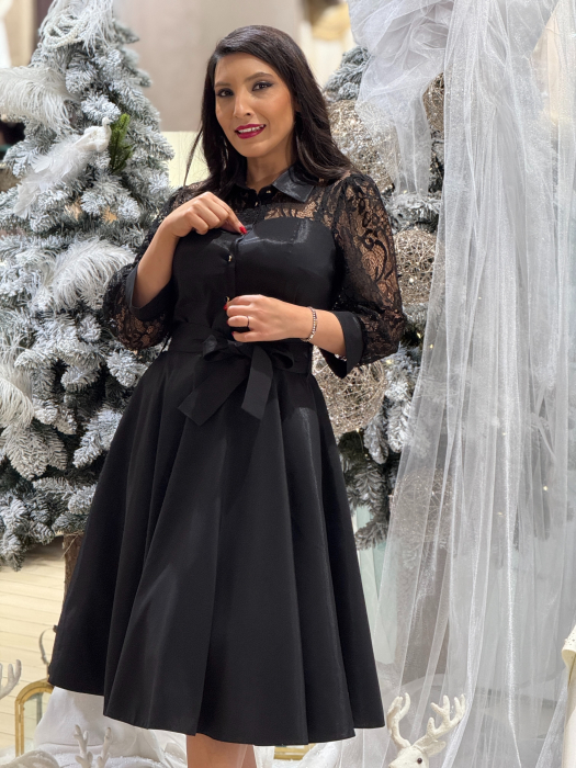 Rochie din tafta cu maneci din dantela [9]