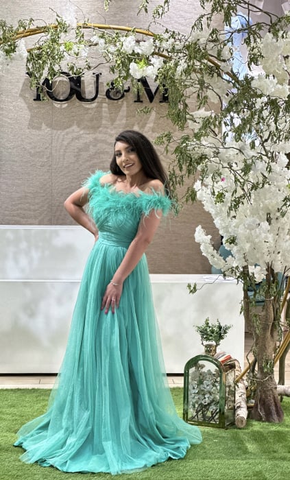 Rochie din tulle cu pene [2]