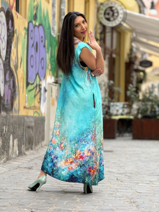 Rochie din vascoza cu anchior si print picasso [6]