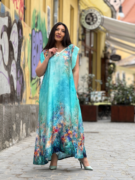 Rochie din vascoza cu anchior si print picasso [3]