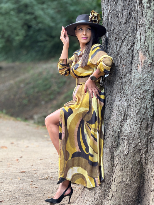 Rochie eleganta cu imprimeu si floare 3D [4]